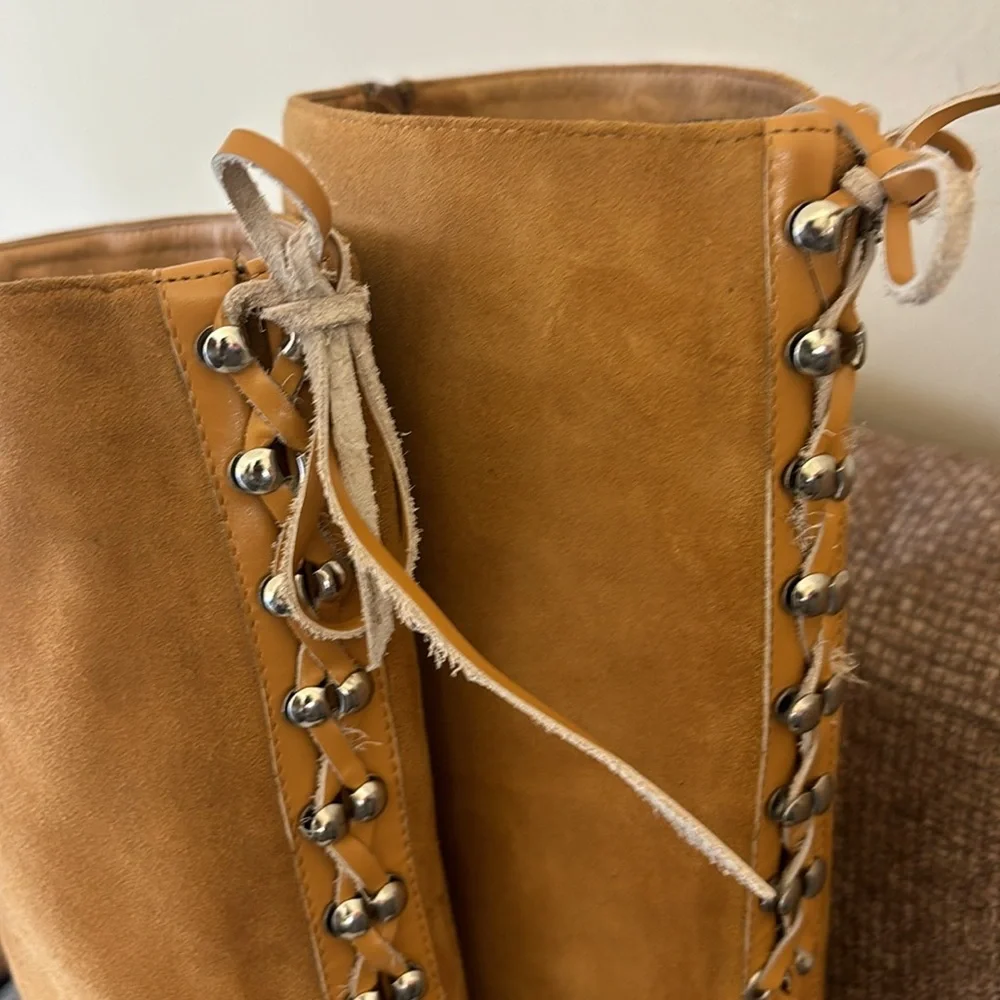 Madison Harding Suede Knee-high lace-up Leather laces Boots Size 9 - Picture 7 of 16